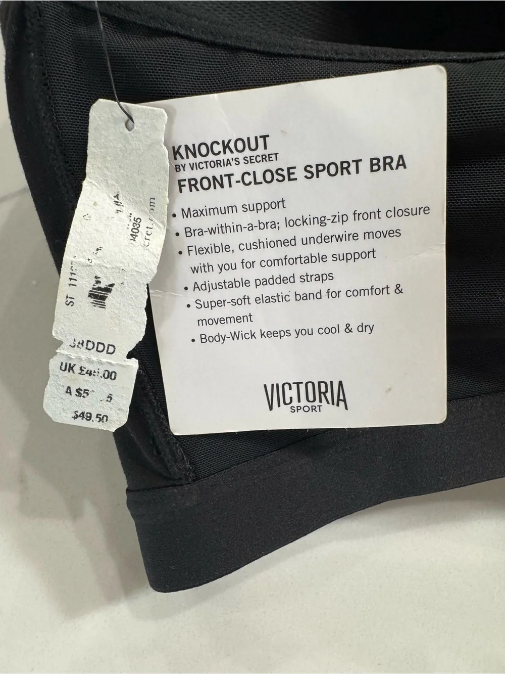 Victoria's Secret Black Front-Zip Sports Bra NWT